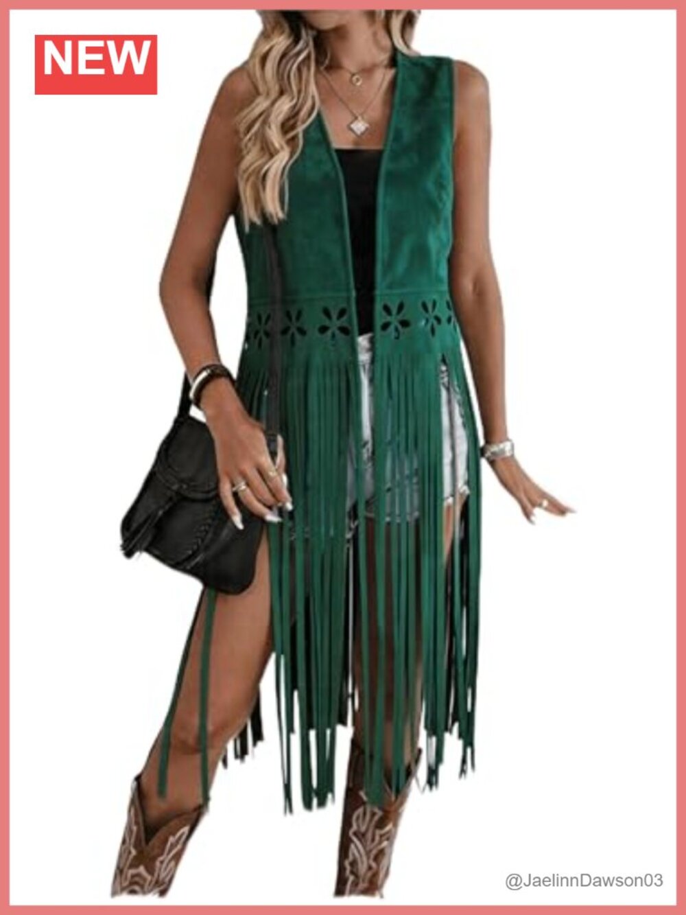 Faux Suede Fringe Vest Open Front Sleeveless Boho Cowgirl Cardigan